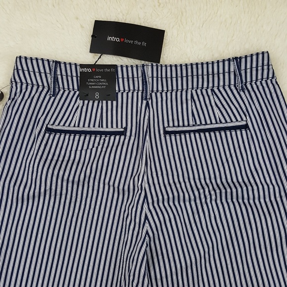 Stretch Twill Slimming Fit Stripe Capri Pant Sz 8 - Picture 5 of 8